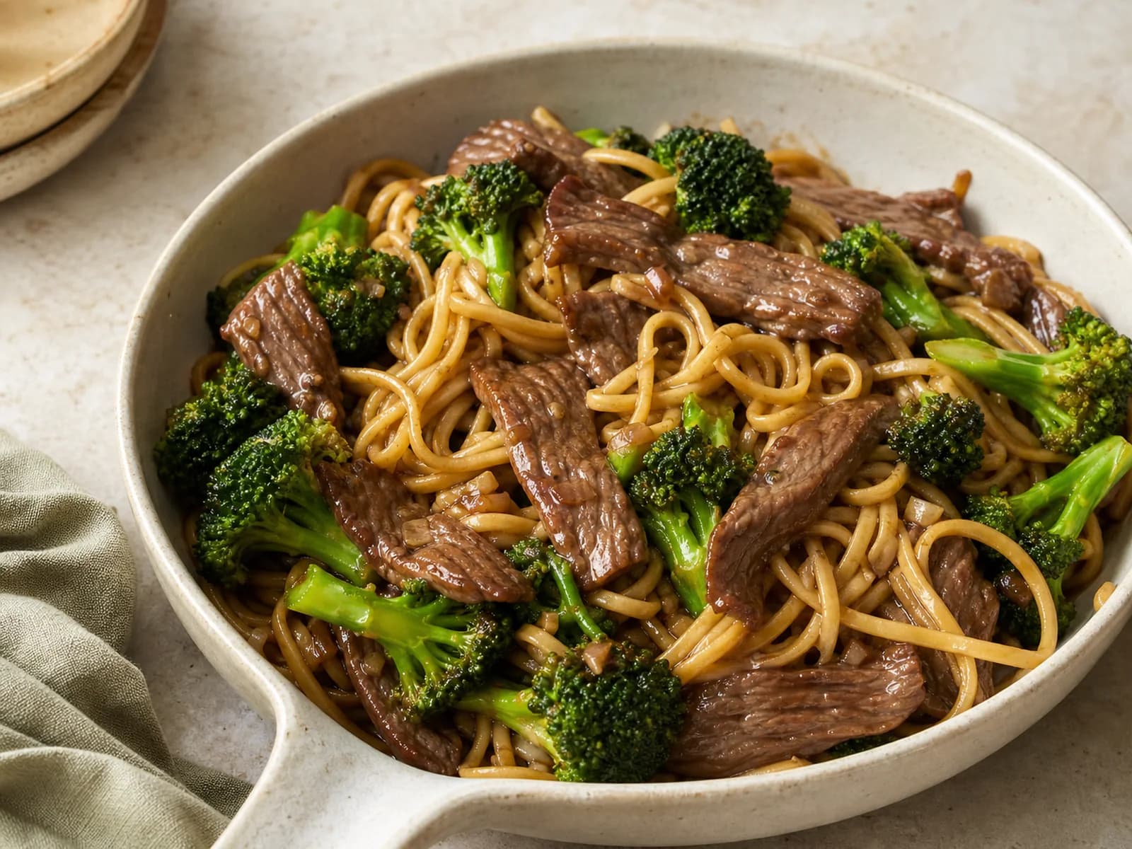 Beef and broccoli noodles for two