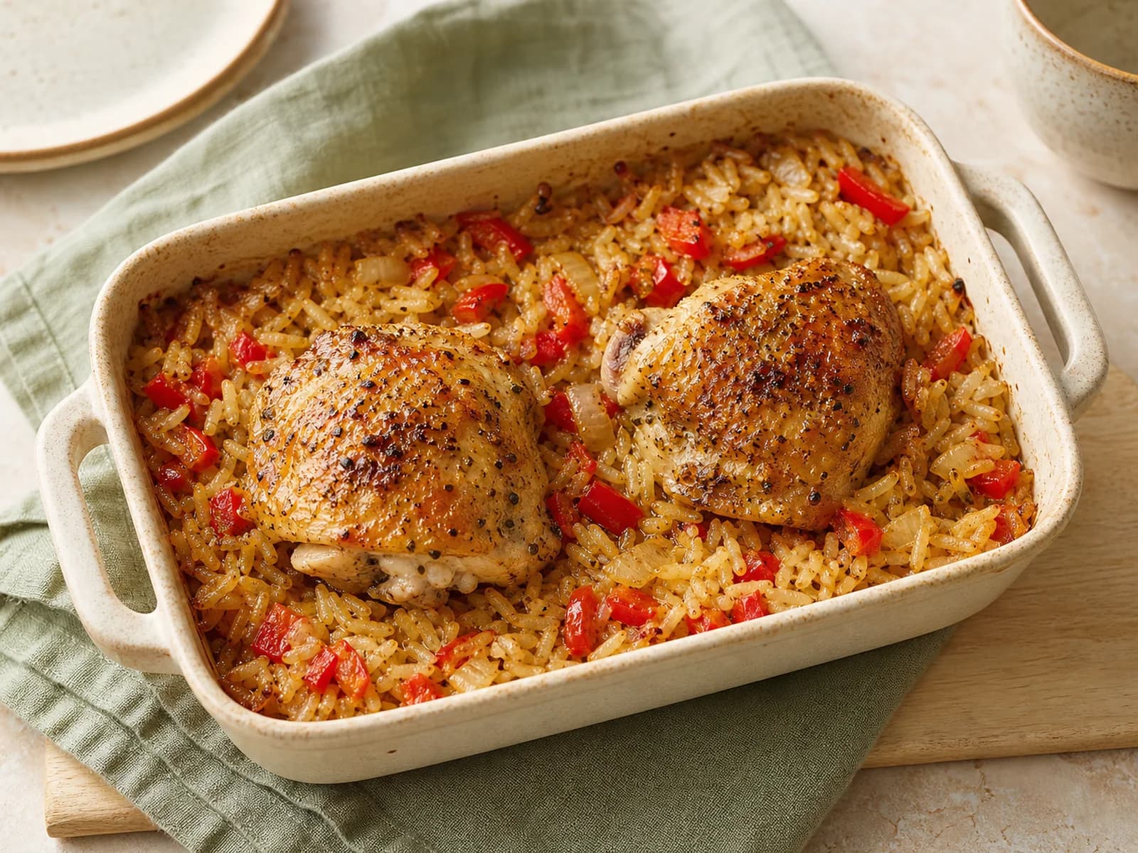 Chicken and rice bake for two