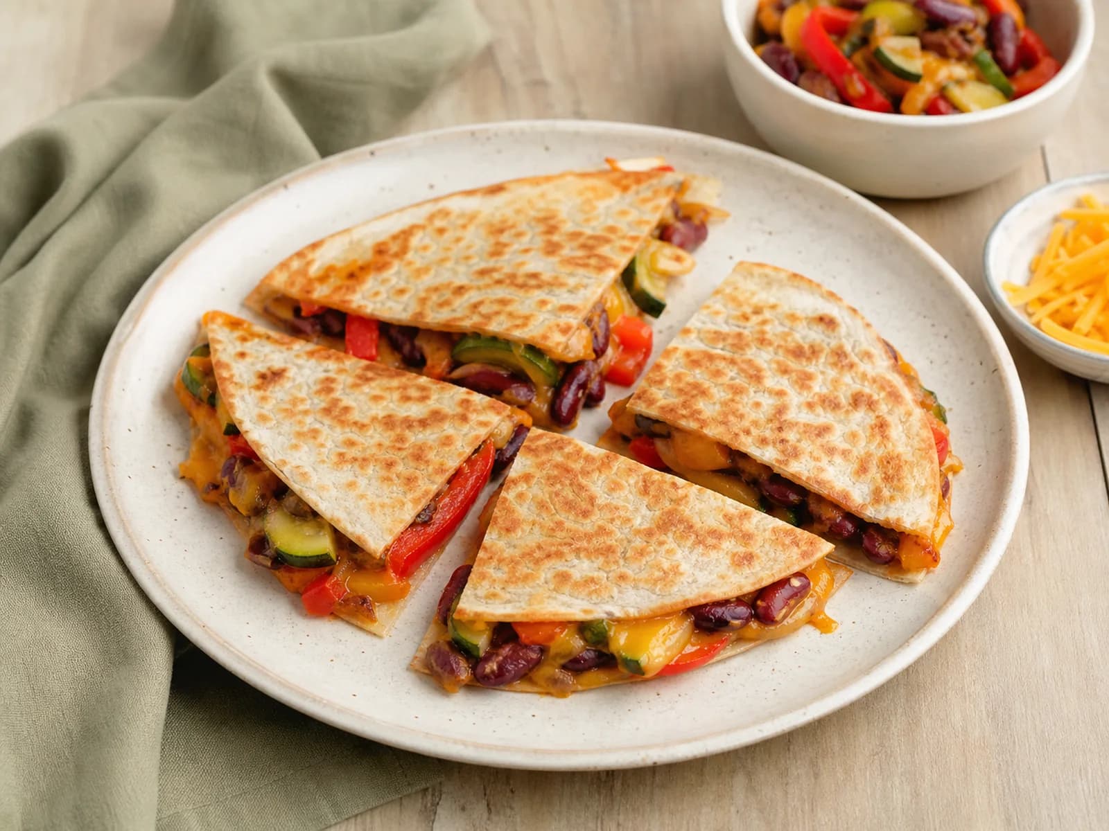 Flexible vegetable quesadillas