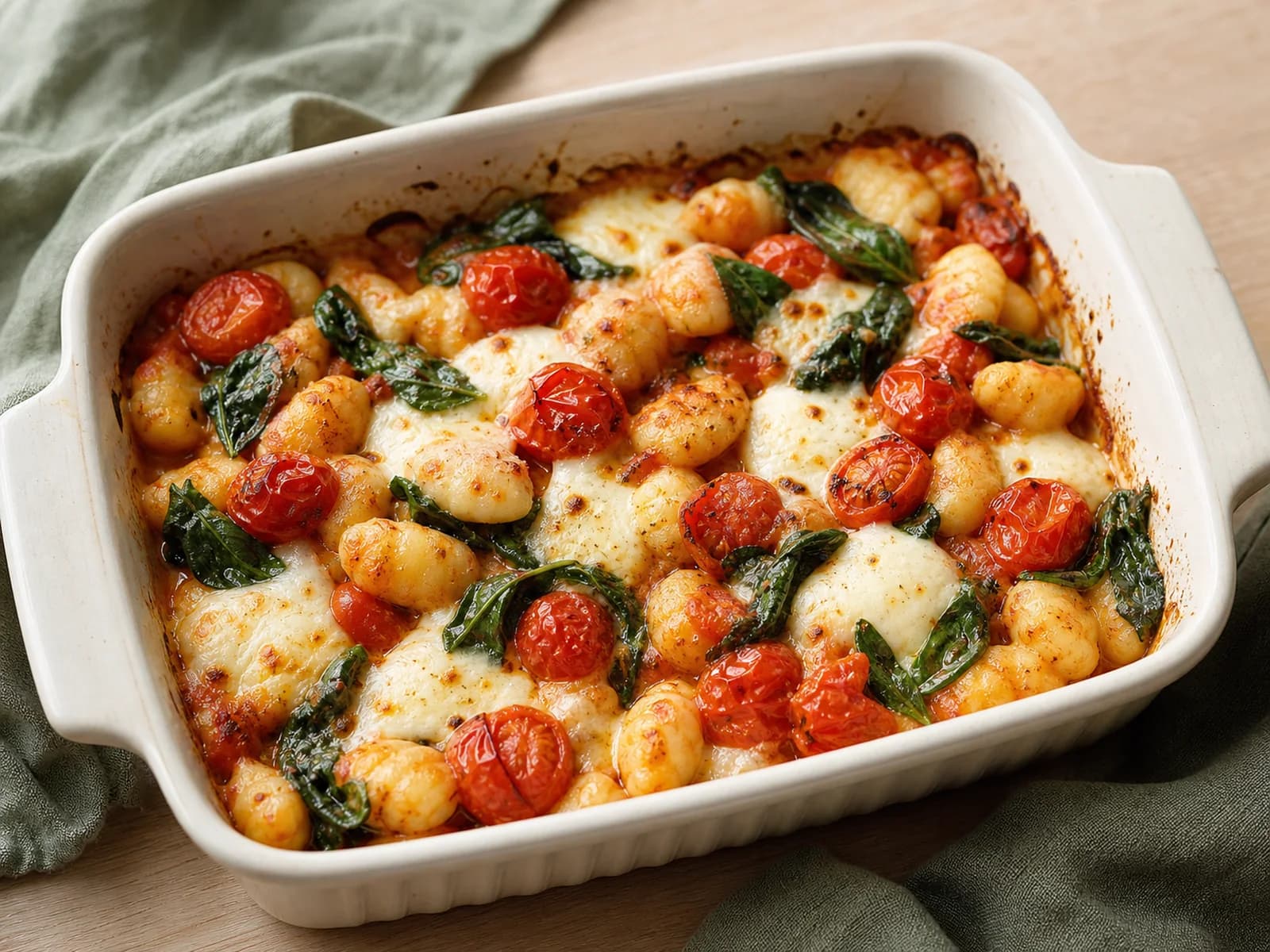 Gnocchi with tomatoes and mozzarella