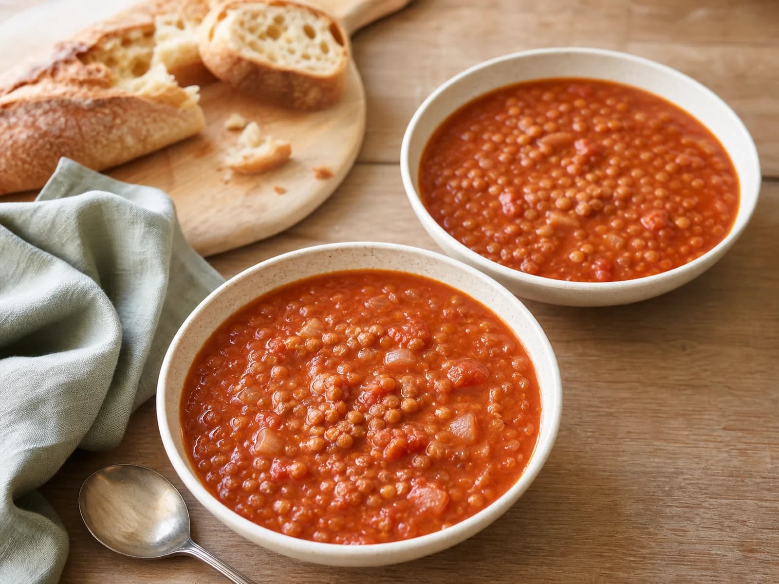Pantry tomato and lentil soup