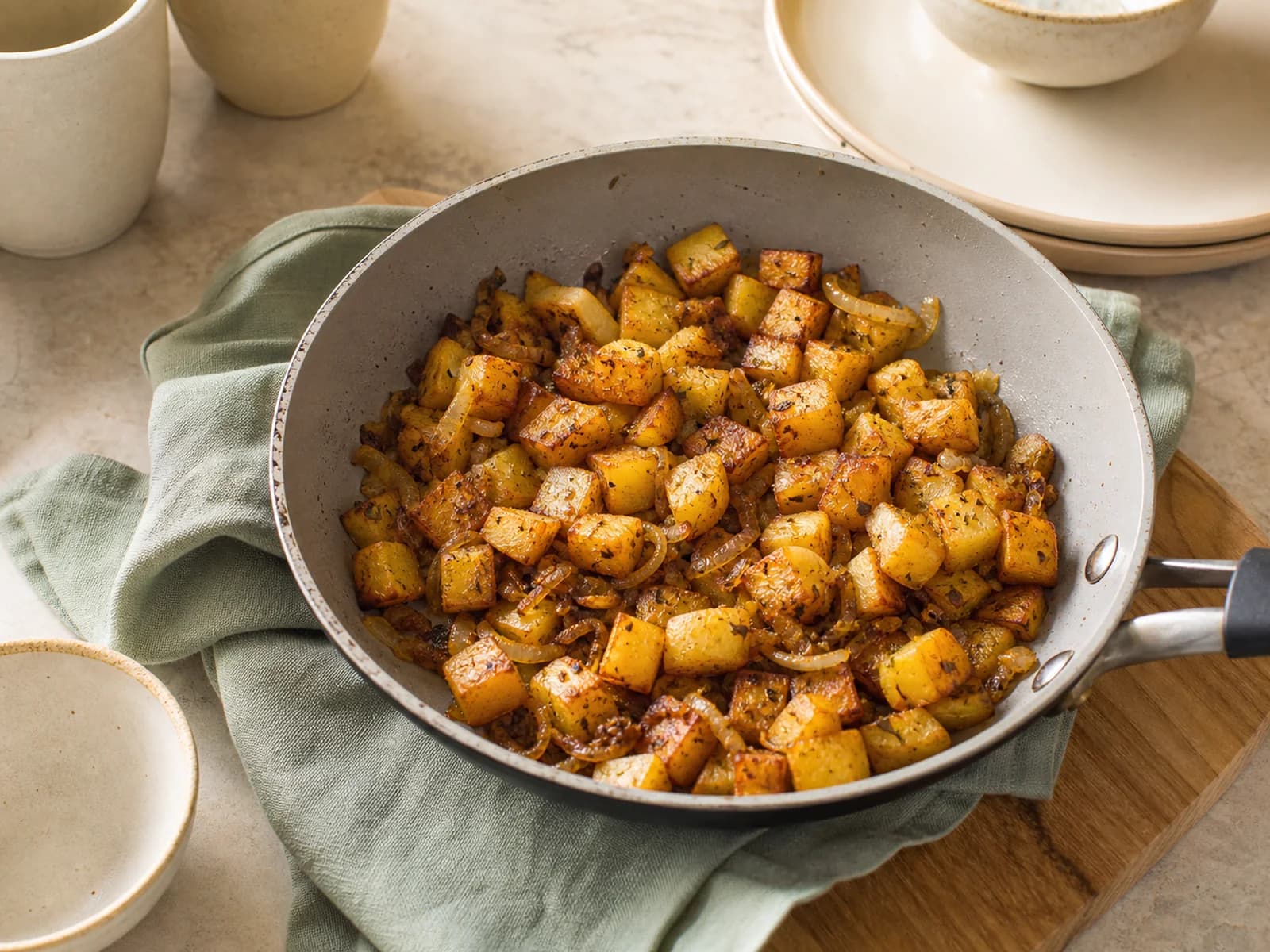 Potato and onion hash for two