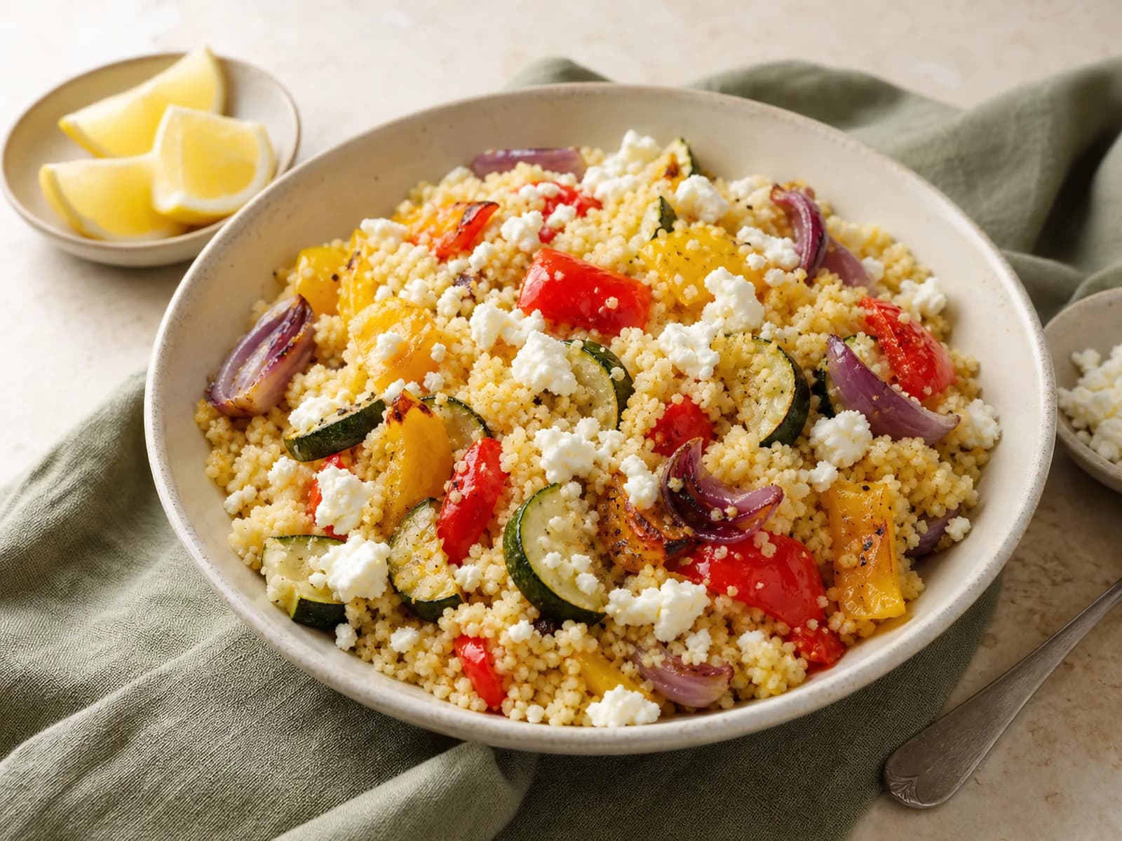 Roasted vegetable and feta couscous